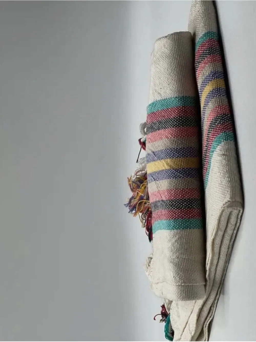Striped Cotton Hand Towel Hand Tied Tassels Hand Loom Weave Stripes